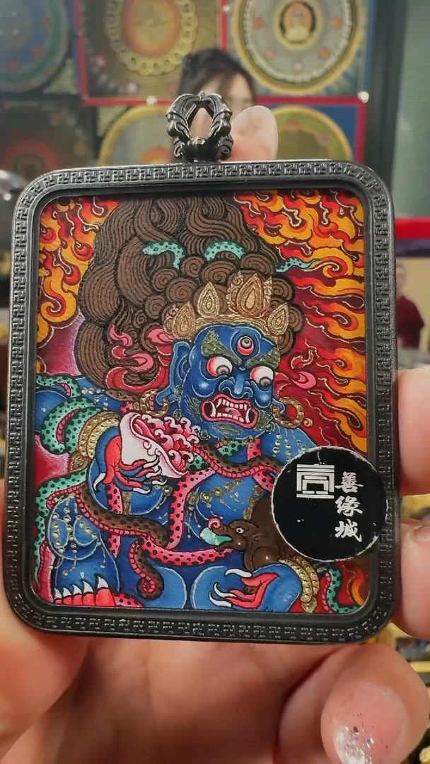 吊坠 壹善缘城手绘唐卡黑C