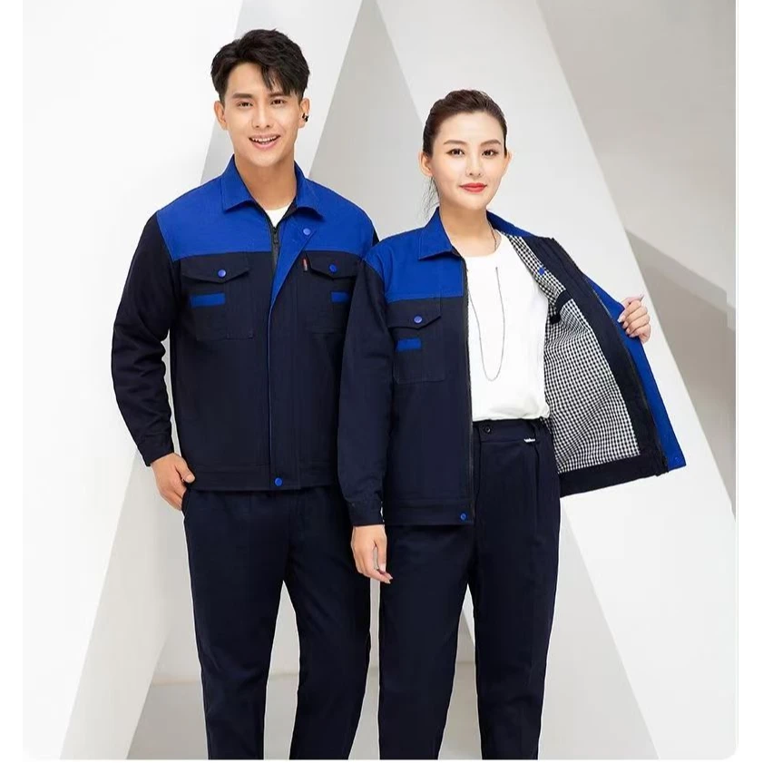 秋冬季拼肩双层工作服套装男女同款耐磨耐穿双层加衬工作服定制