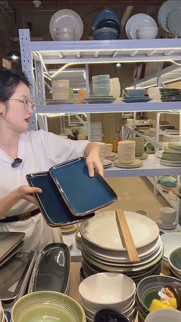 瓷170（鱼盘）外贸尾货高温釉下彩陶瓷餐具默认微瑕