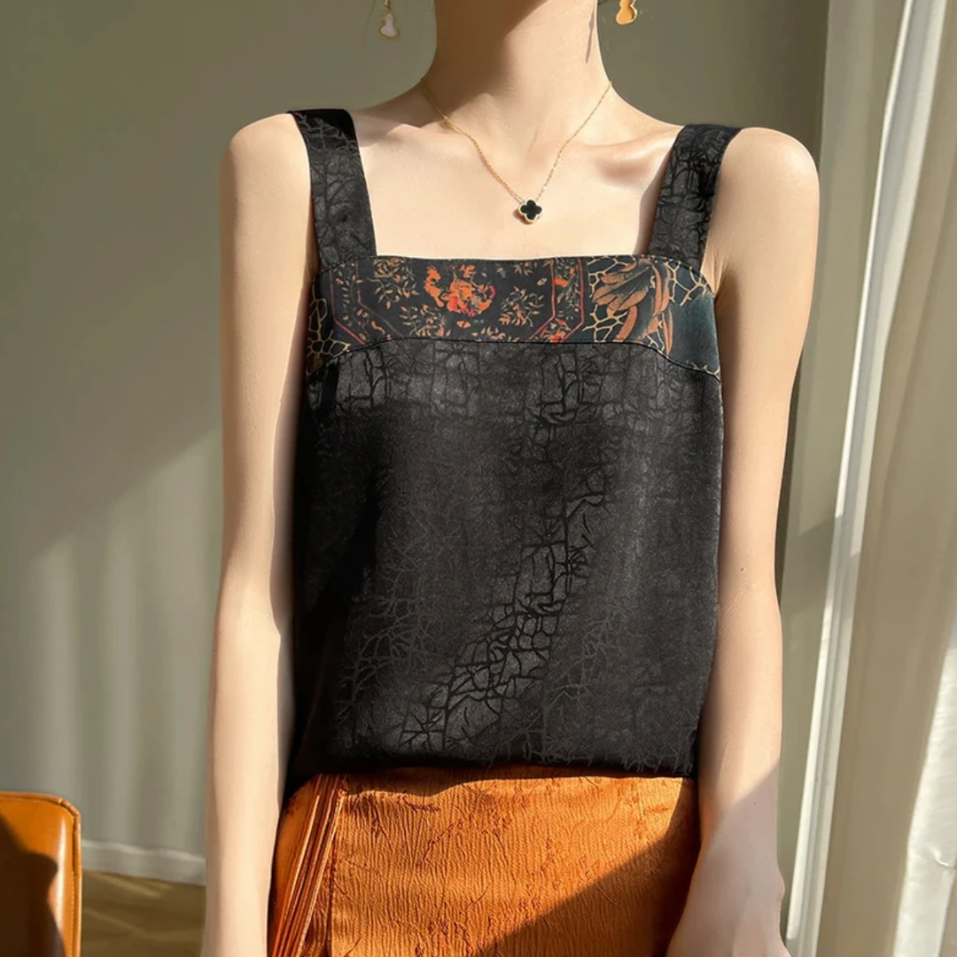 002新款减龄百搭双面双穿吊带背心通勤夏季打底无袖拼接显瘦