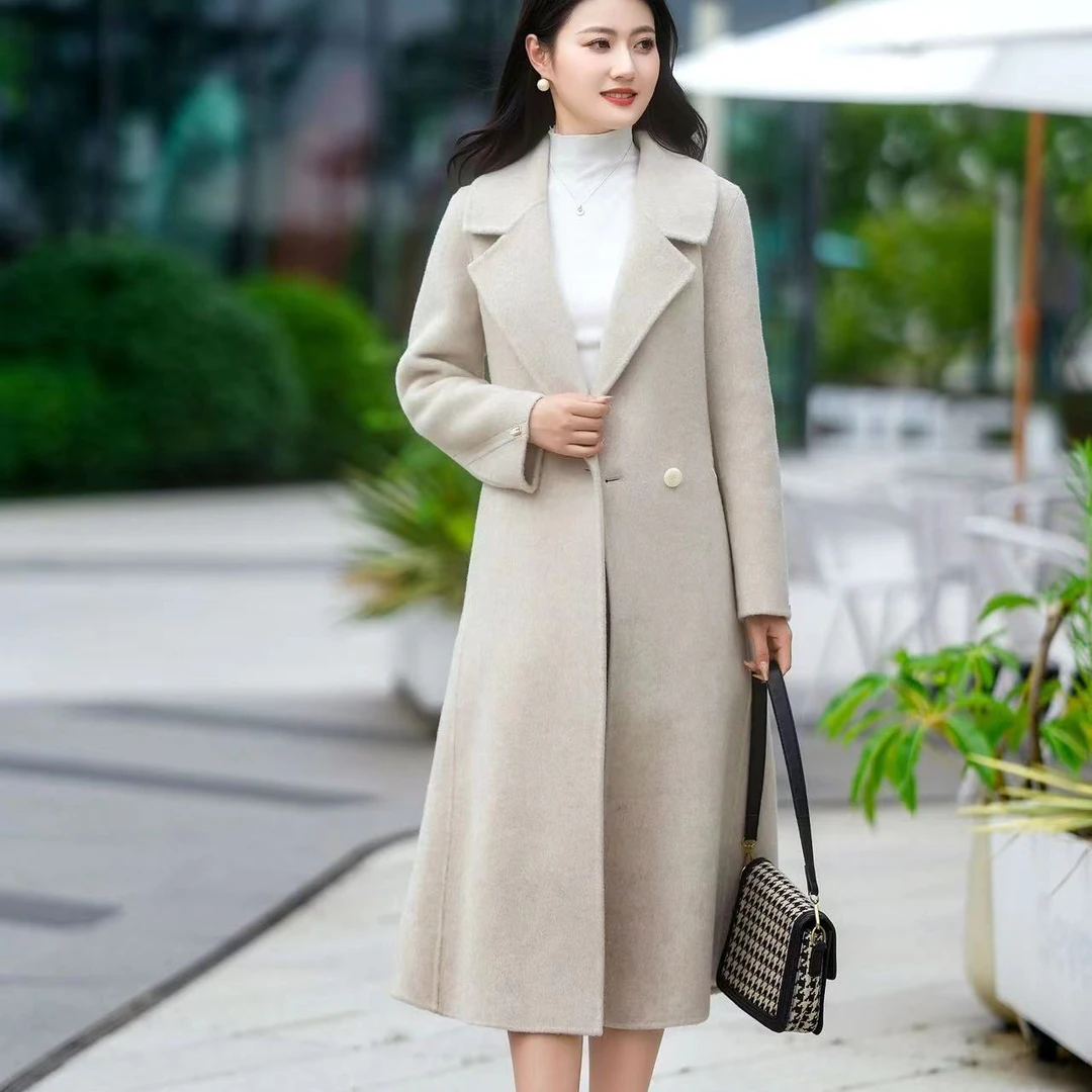 【%山羊绒大衣】889-羊绒时尚大衣女长款高级气质羊毛呢外套