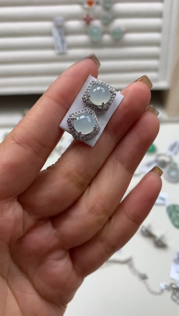 银S925镶嵌戒指翡翠耳饰15