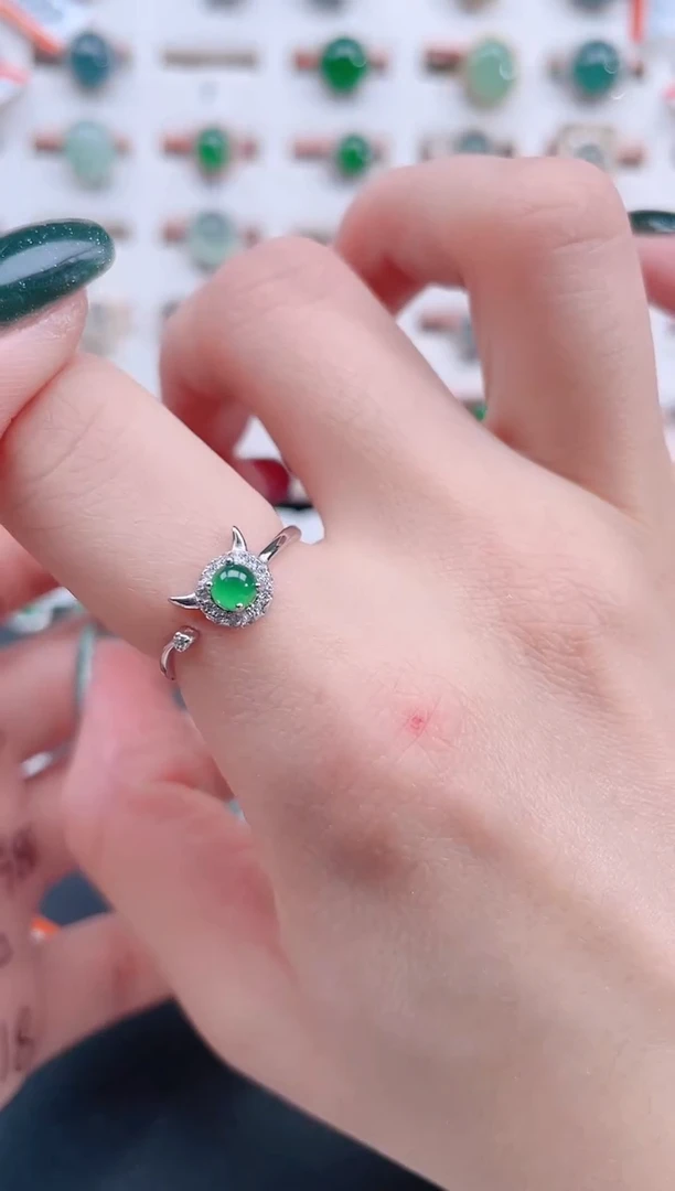 银S925镶嵌戒指翡翠天然翡翠