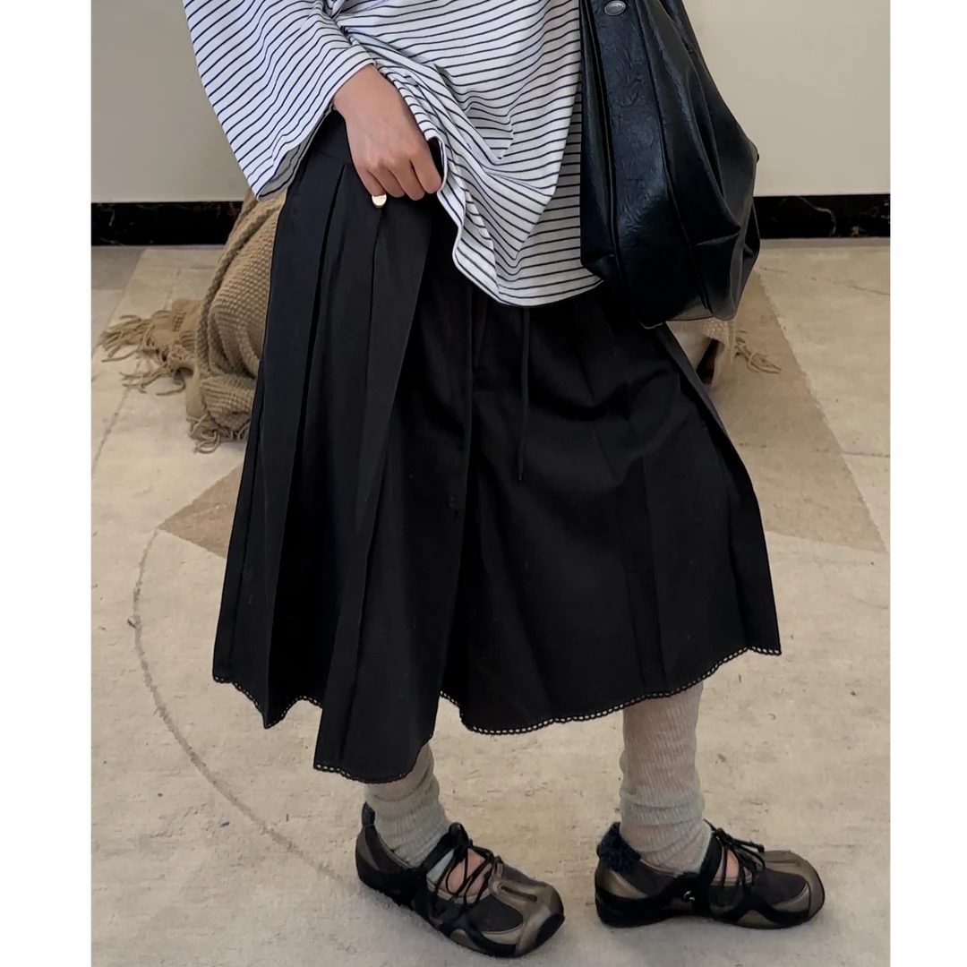 【逸语服饰】2025夏韩版百搭宽松阔腿裙裤女时髦抽绳腰五分西裤中裤