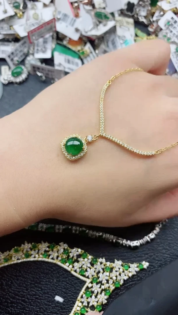 银S925镶嵌戒指翡翠1