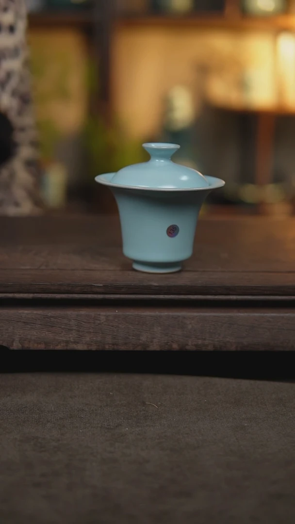 杯仿古宋臻釉两才马蹄盖碗大瑕