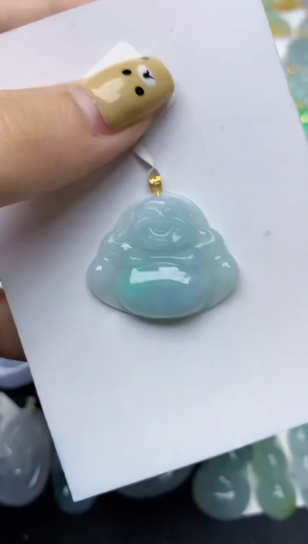 翡翠18K金镶嵌颈饰天然翡翠A货