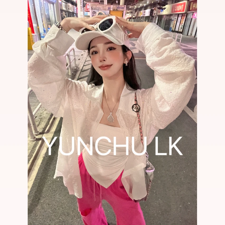 允初 多巴胺女孩重工烫钻彩钻防晒空调衬衫外套 YC10475