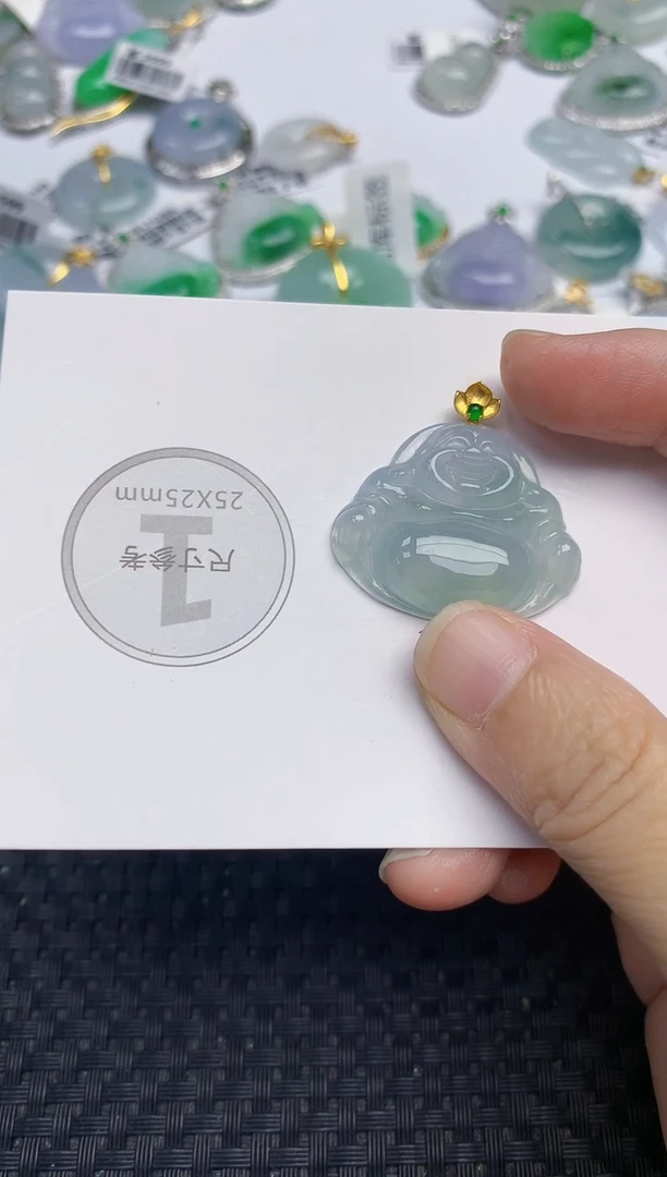 颈饰18K金镶嵌翡翠天然缅甸A货翡翠百元以上9元证书费自理