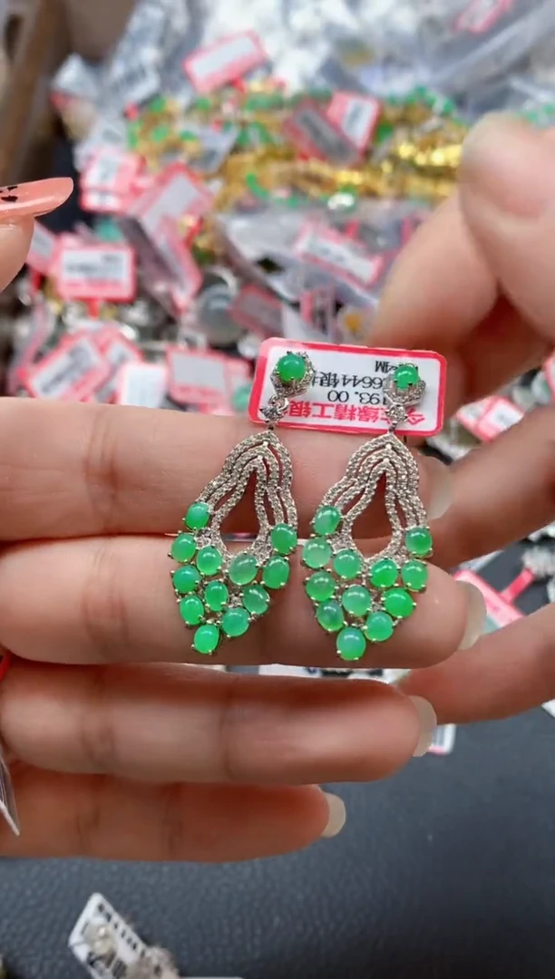 银S925镶嵌戒指翡翠天然A货缅甸翡翠