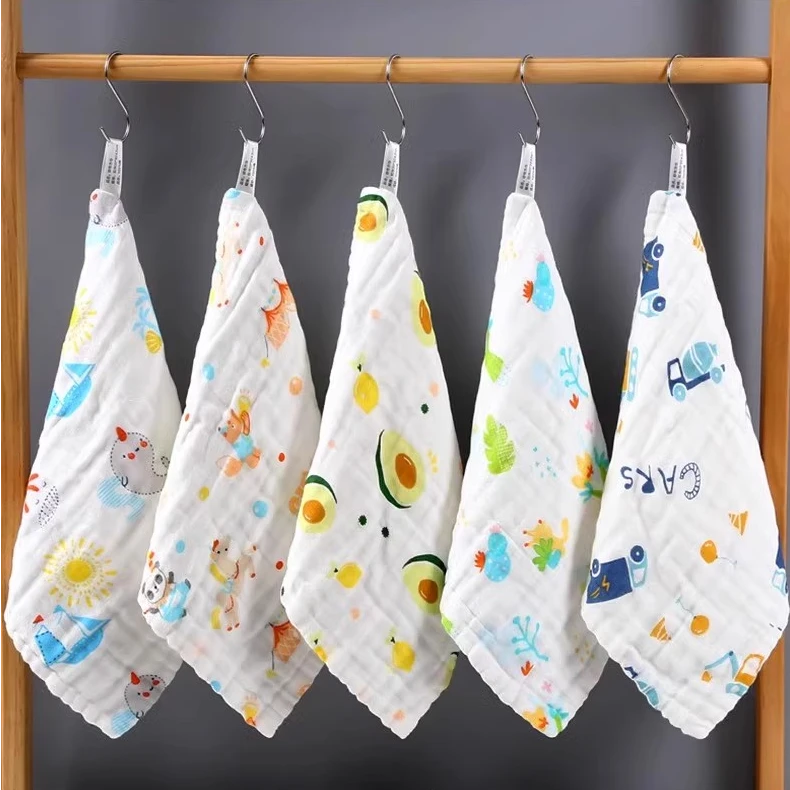 纯棉A类六层纱婴儿口水巾新生儿小毛巾宝宝放进幼儿用品童巾