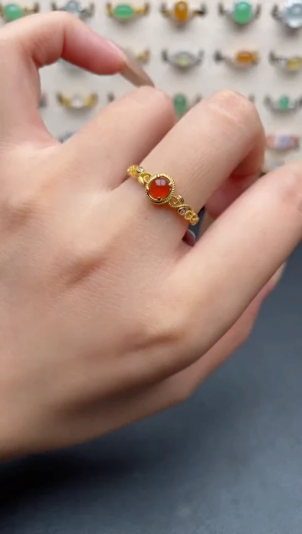 银S925镶嵌戒指翡翠一物一证一礼盒