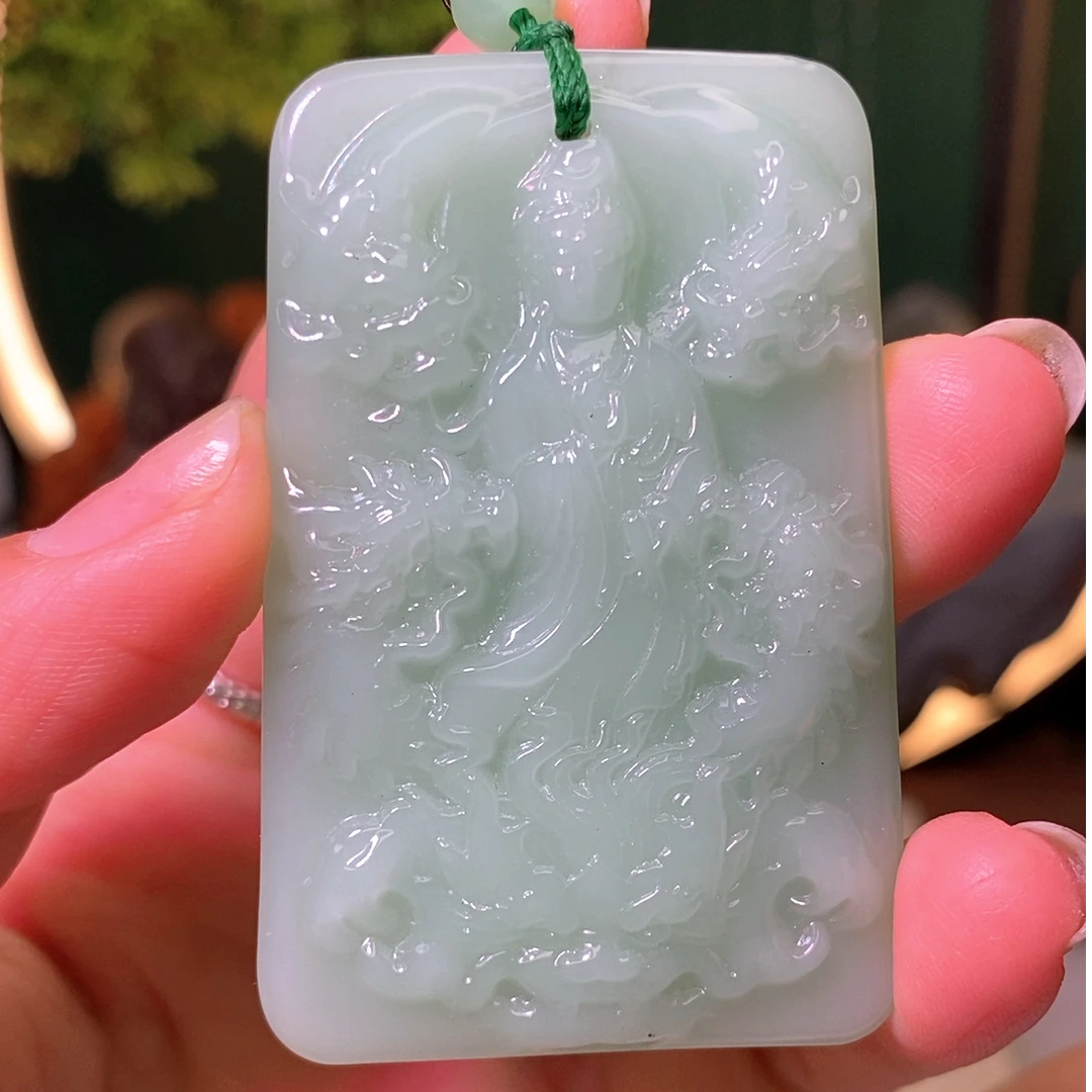 双11时尚精雕款浅绿色九龙观音情侣款爆款观音