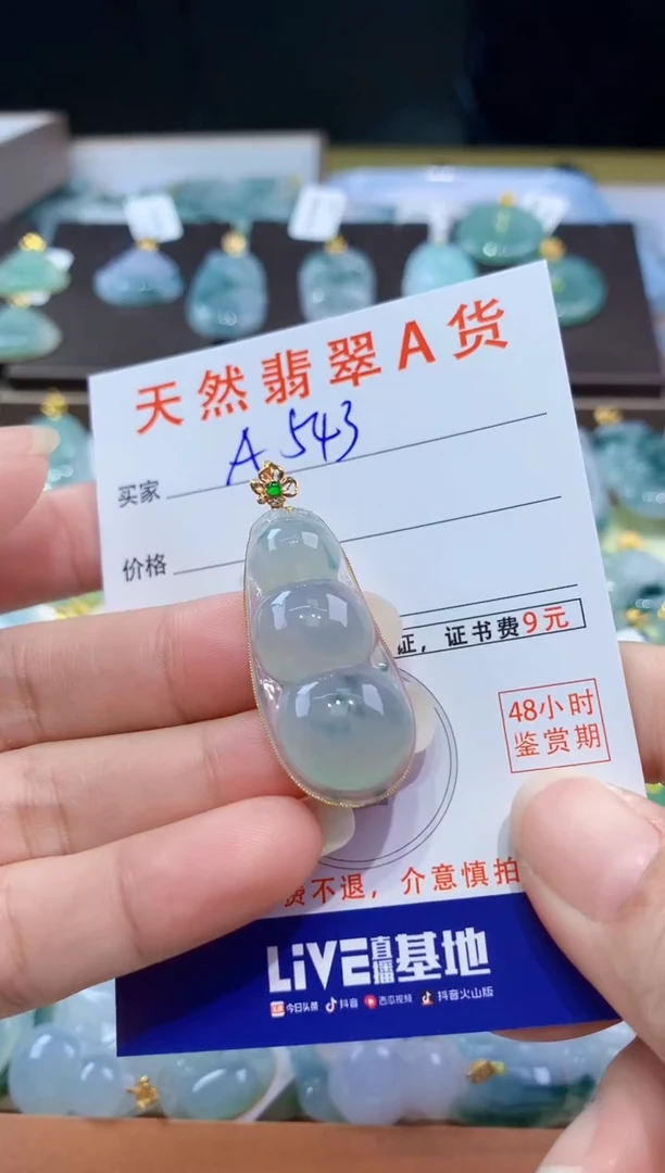 翡翠18K金镶嵌颈饰天然翡翠A货挂件