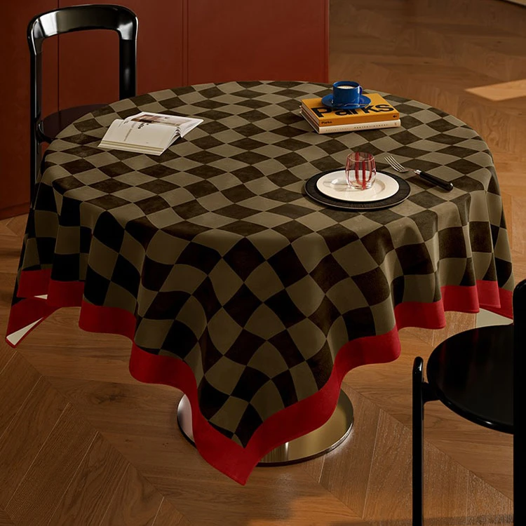 午后柏林2024新款轻奢高级感桌布圆桌麻将桌学生课桌长方形茶几布