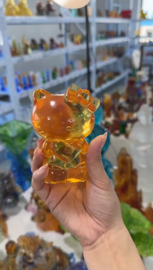 手工艺品琉璃154 古法琉璃 hello kitty 微瑕介意勿拍 不退不换