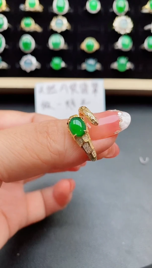 【闪购商品】翡翠戒指银S925镶嵌08008