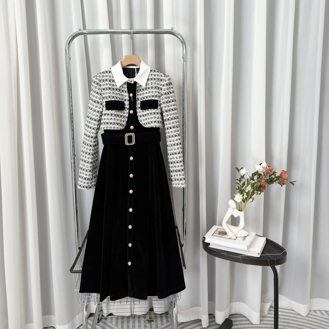 拉夏贝尔25秋新气质时尚高级收腰显连衣裙 26073 RCK