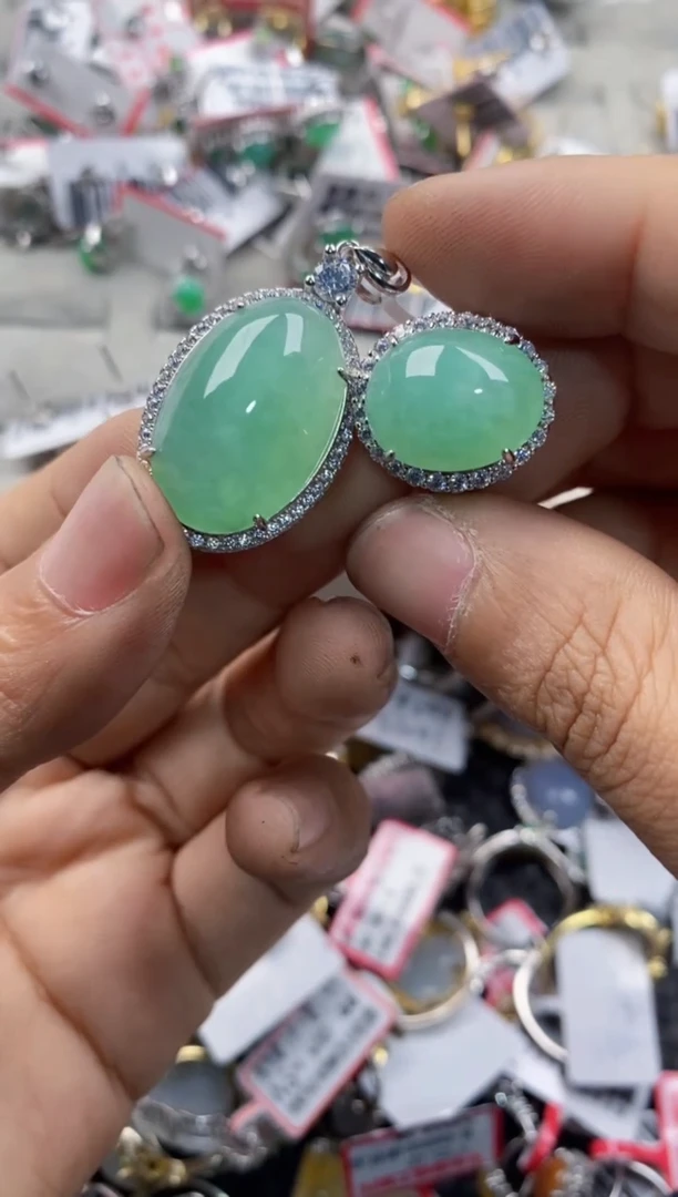 银S925镶嵌戒指翡翠15             1