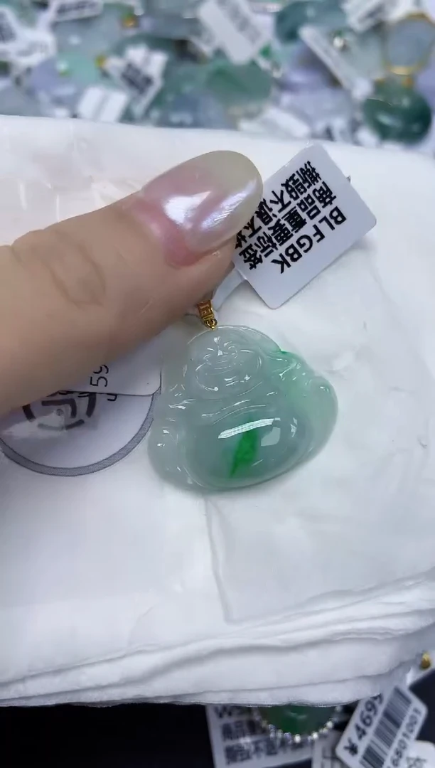翡翠18K金镶嵌颈饰天然缅甸翡翠A货百元以上9元证书费自理