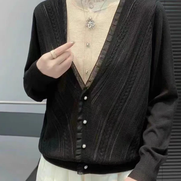 6305春季新款女神真两件毛衣（衣长58左右）