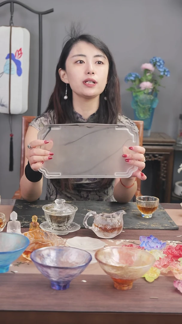 手工艺品琉璃水墨画茶盘