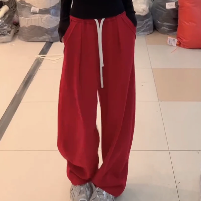 冬季加厚加绒休闲时尚百搭直筒高腰女休闲裤LK2508593