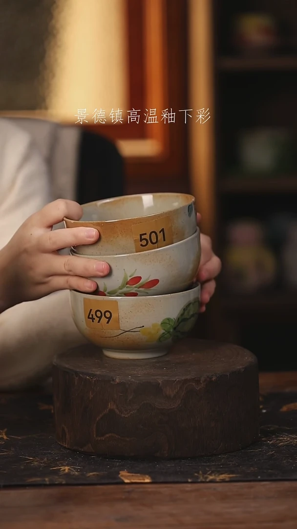 陶瓷景德镇高温釉下手绘陶瓷