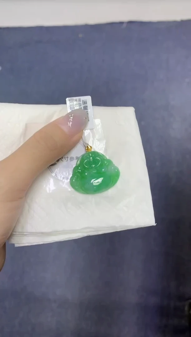 颈饰18K金镶嵌翡翠天然缅甸翡翠A货百元以上9元证书费自理