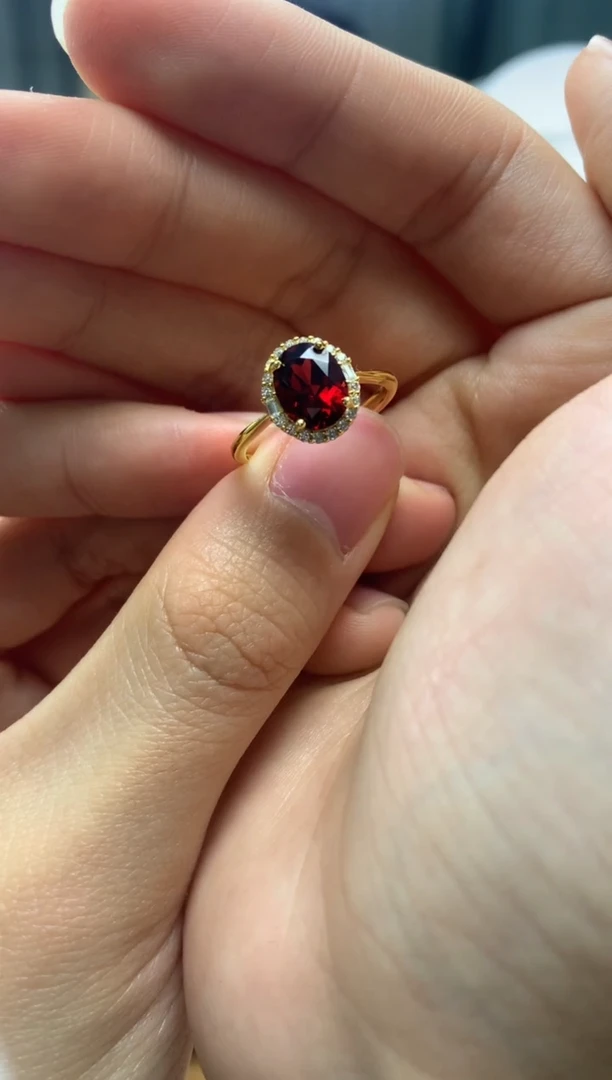 银S925镶嵌戒指石榴石J32-3