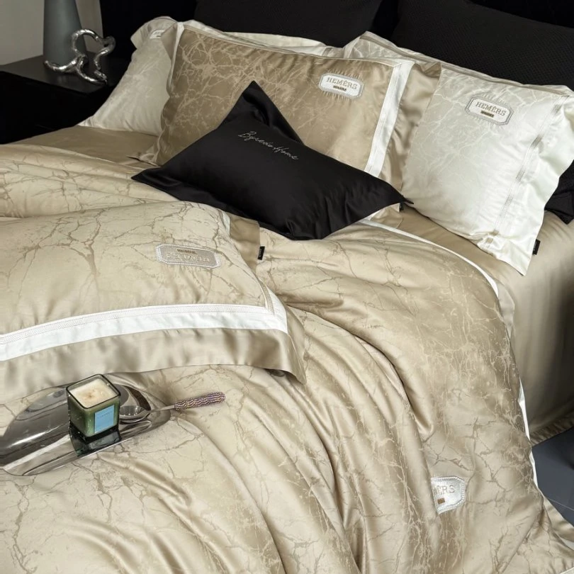 高端100%天丝刺绣四件套简约丝滑凉爽亲肤舒适轻奢别墅设计师款XR