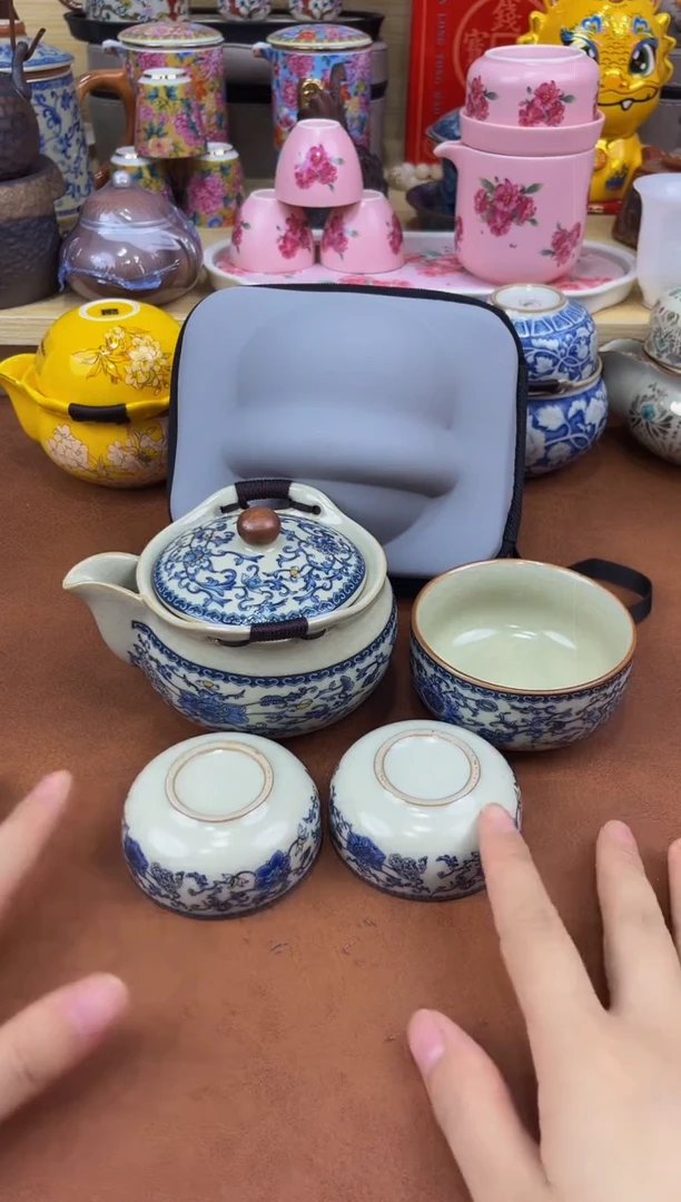 陶瓷茶具摆件旅行套组
