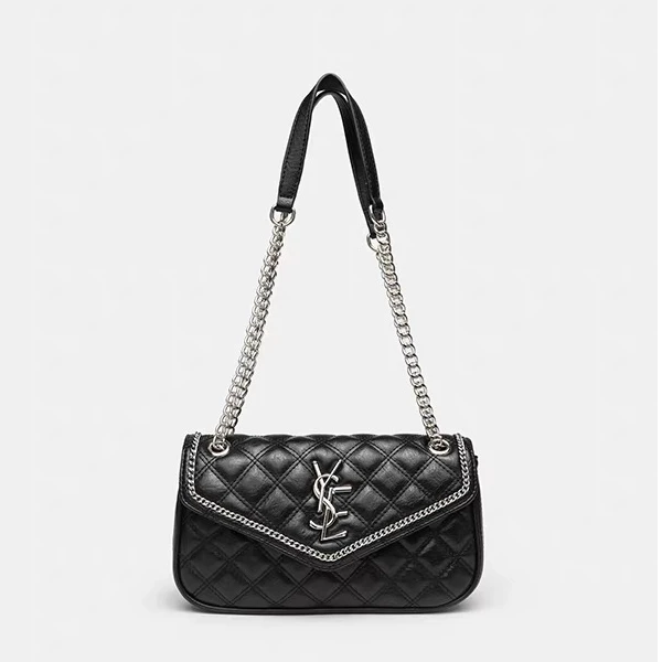 腋下包菱格格子链条手工单肩款法式褶皱皮包车缝线