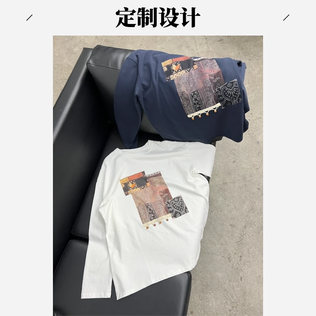 【杨英家】民族特色贴布印花轻奢感T恤73272