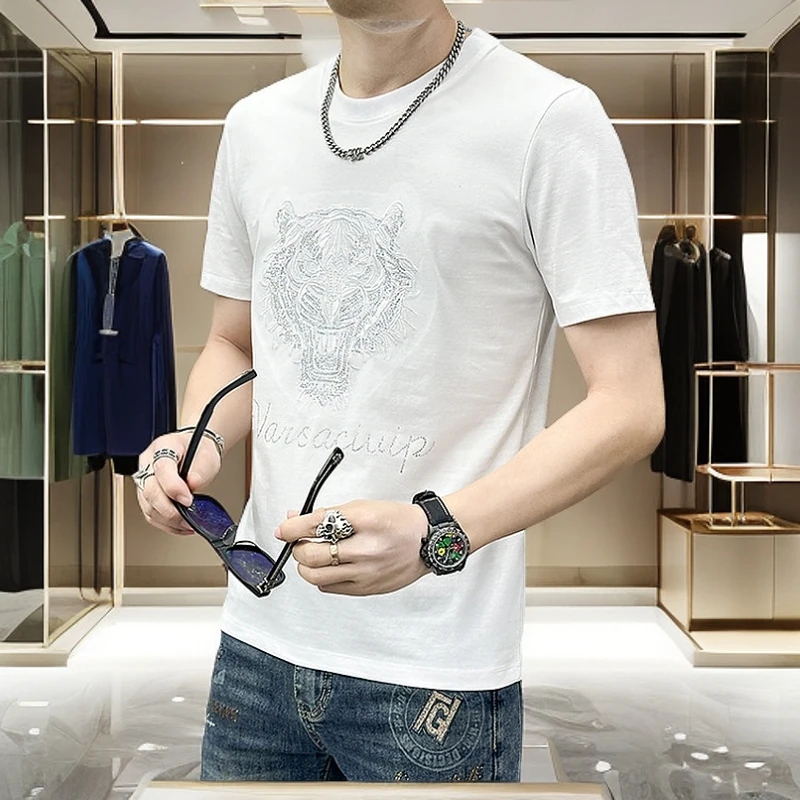 Vaesric Poseidon/瓦萨琪波塞冬夏男修身圆领短袖t恤时尚休闲上衣