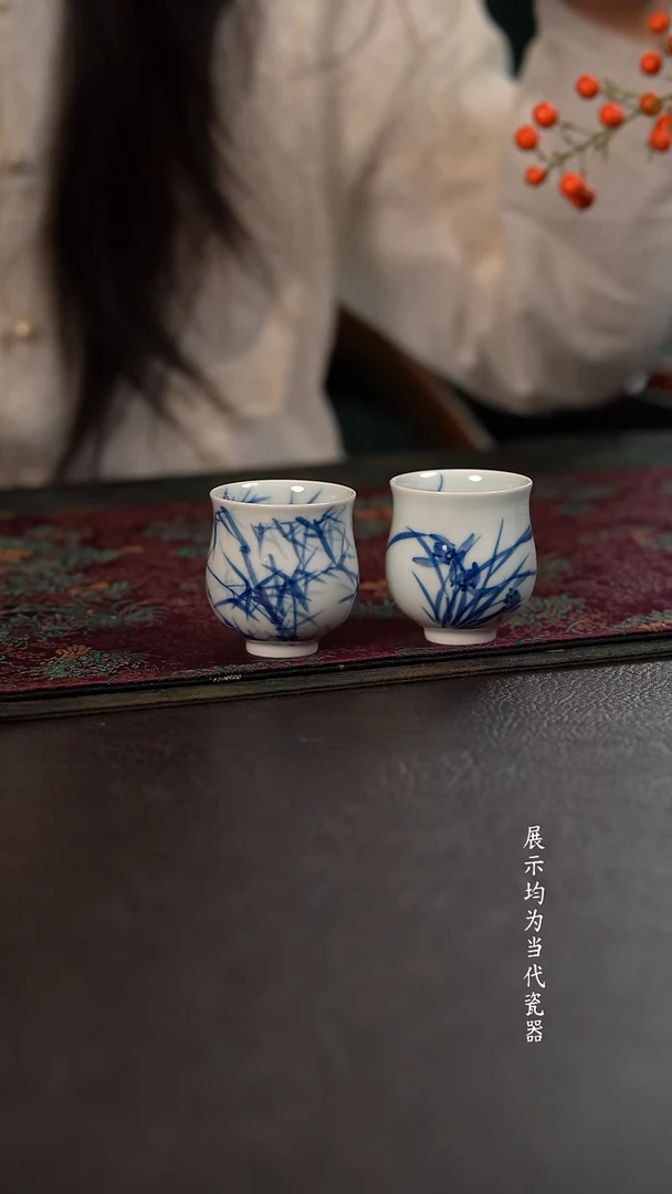 厚力煊中号玉兰杯 随机 幽兰加翠竹两只