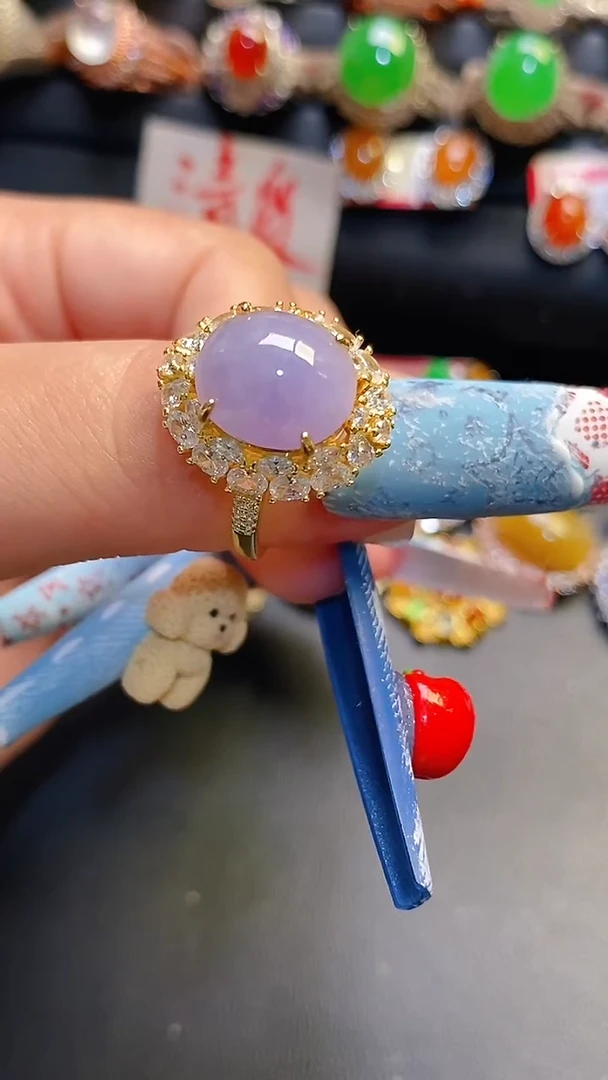 银S925镶嵌戒指翡翠天然