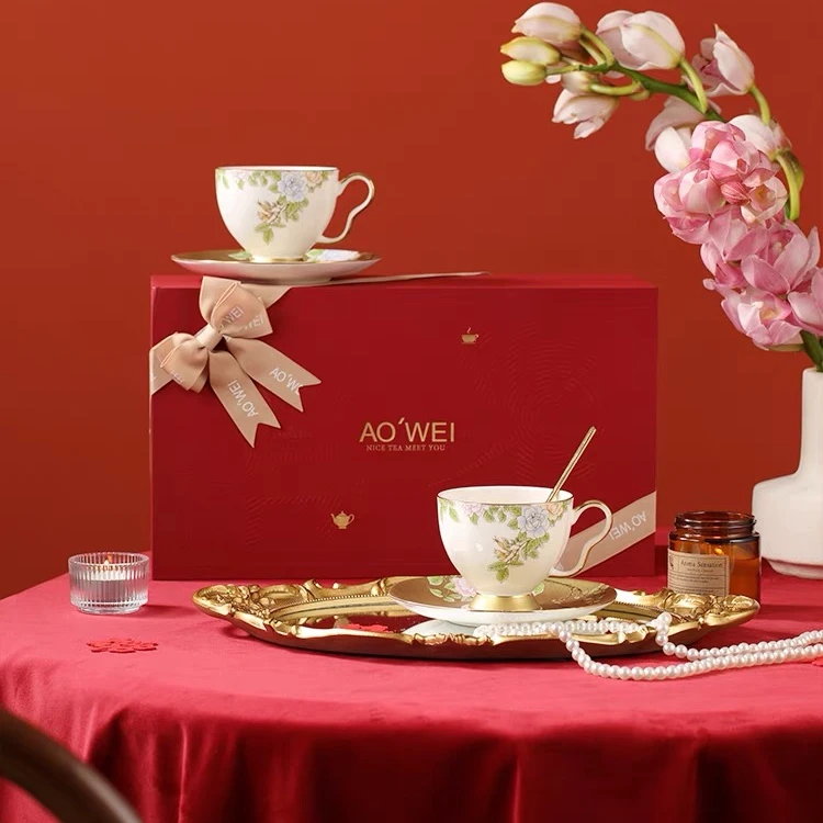 【洛威】琴瑟和鸣咖啡杯碟高档结婚咖啡杯套装家用高颜值