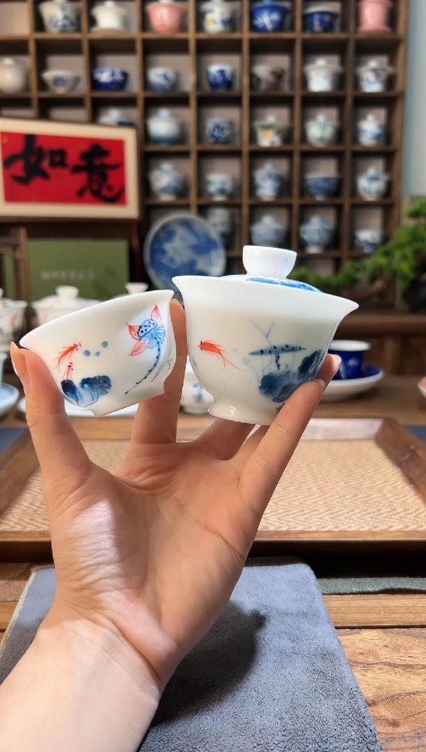 【闪购商品】90ml-荷花小盖碗+荷花杯