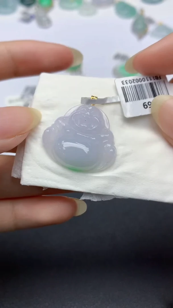 颈饰18K金镶嵌翡翠天然缅甸a货翡翠百元以上9元证书费自理