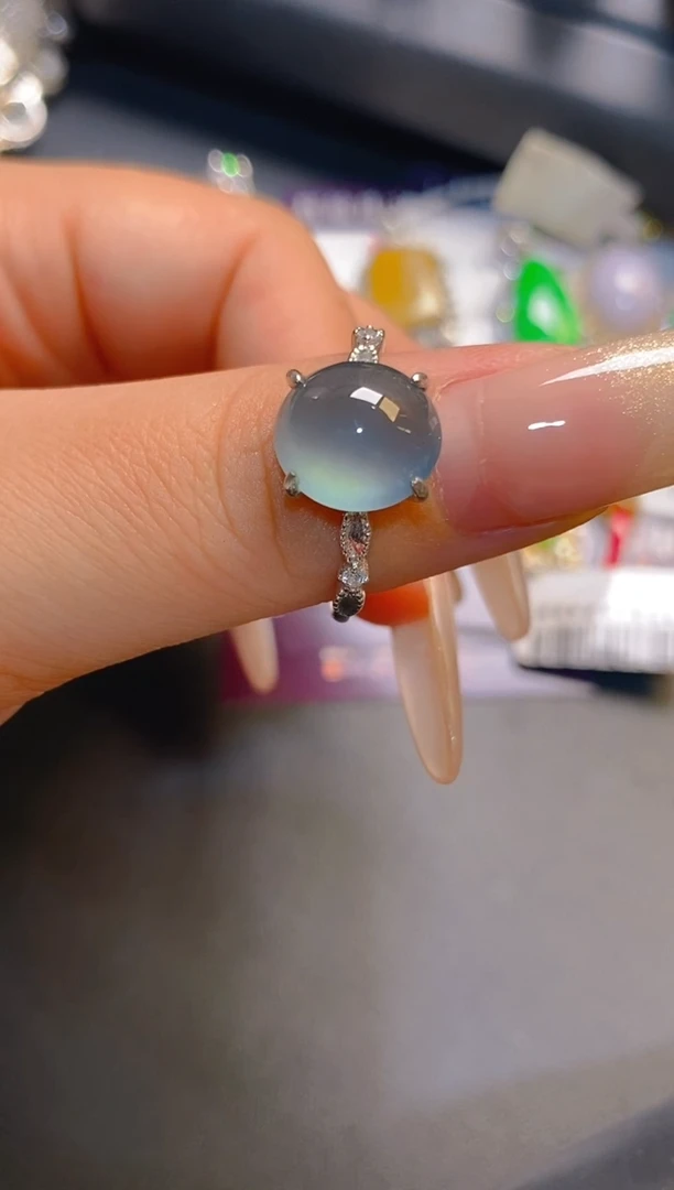 翡翠银S925镶嵌耳饰天然