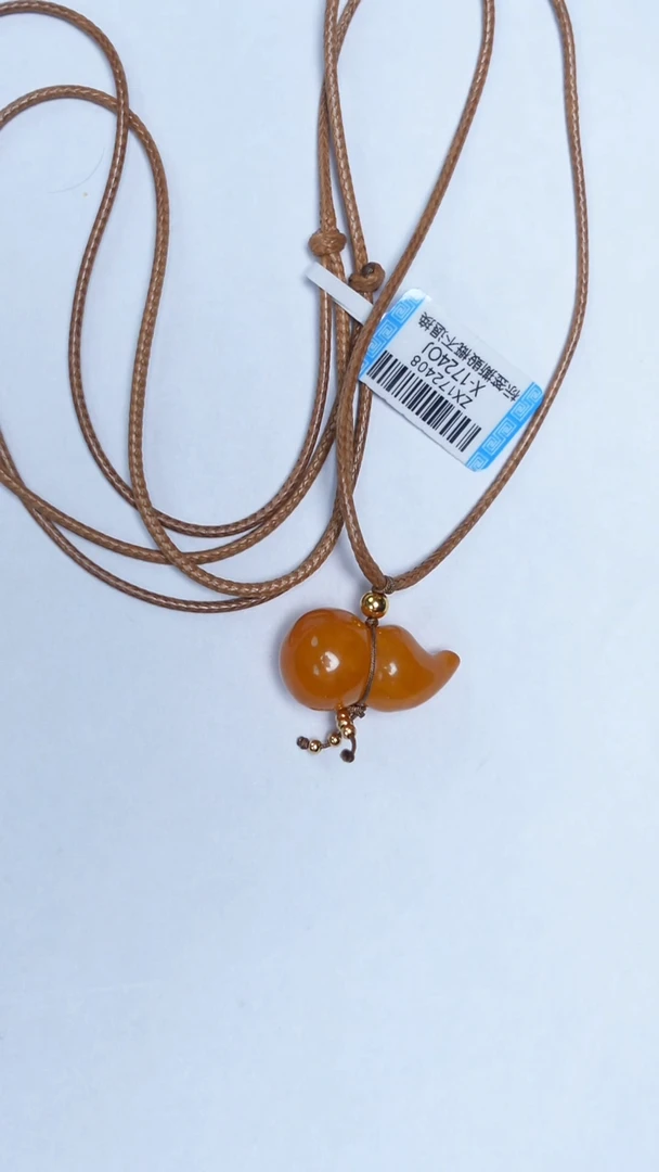 琥珀颈饰未镶嵌蜜糖红葫芦吊坠