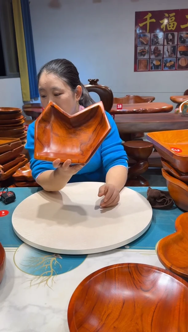 手工果盘 香樟实木