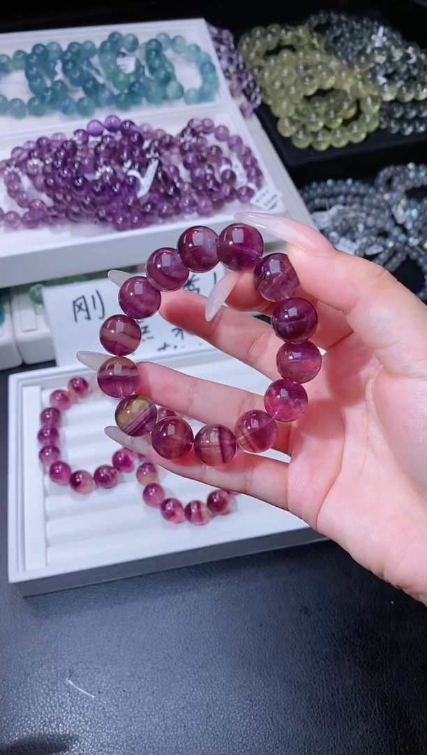 手链未镶嵌萤石71.11紫萤石手串 多样性发其一 油养后