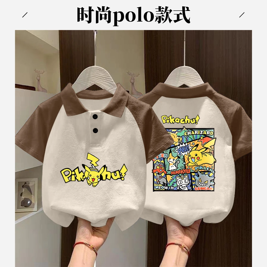 100%纯棉男童女童POLO衫短袖T恤拼接翻领半袖薄款夏季日系上衣潮