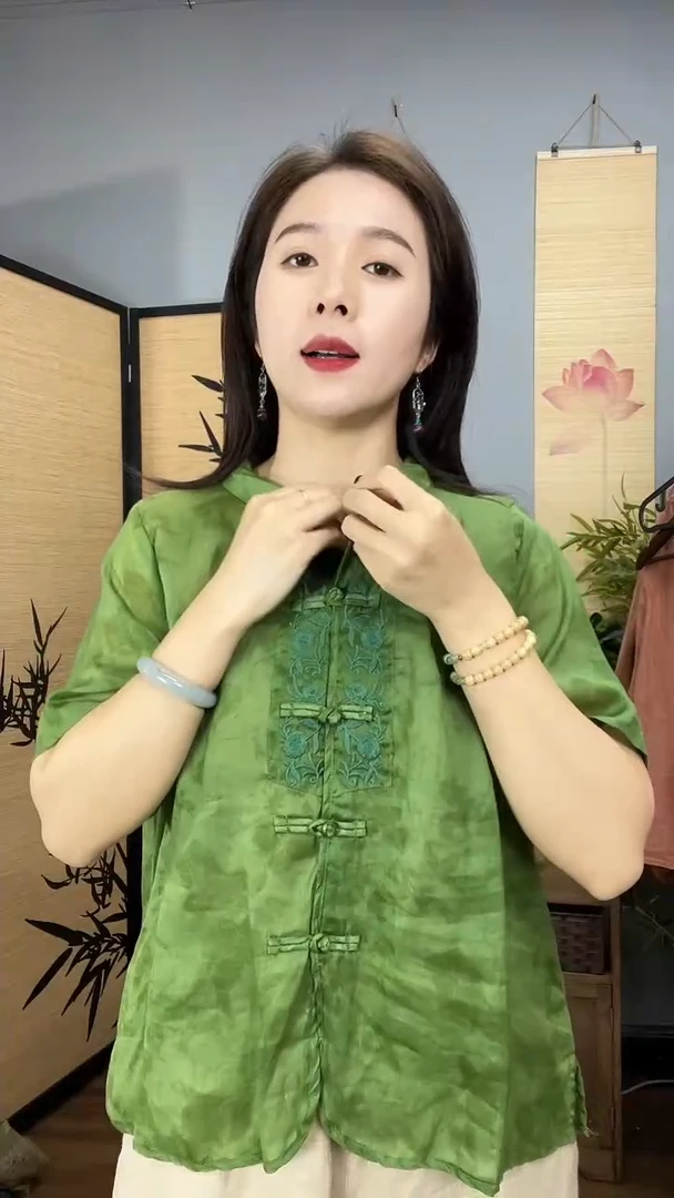 复古国风刺绣印花衬衫