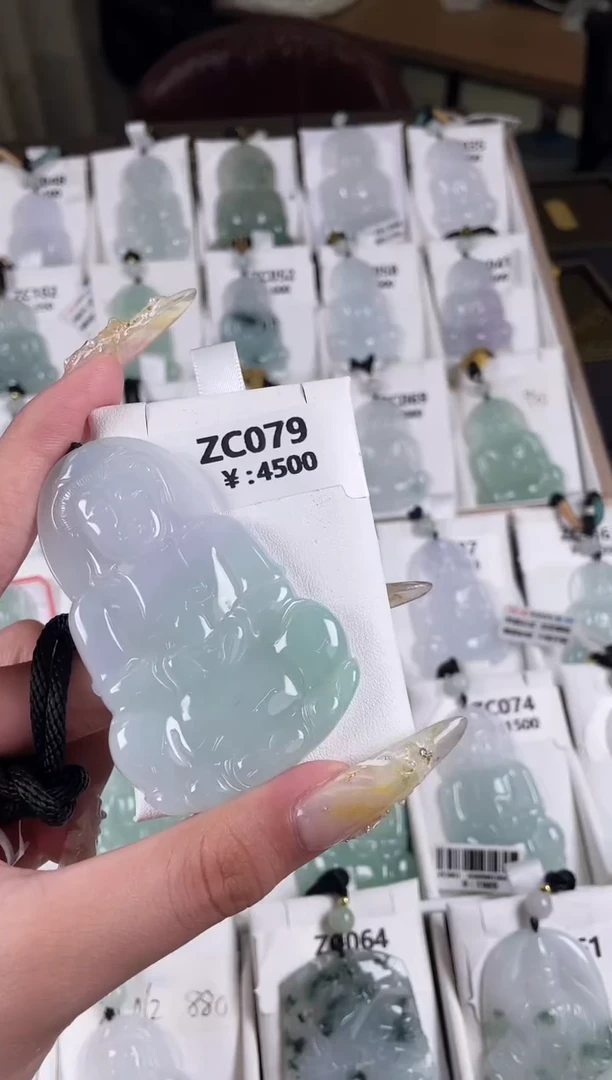 颈饰未镶嵌翡翠ZC079高冰大观音+孤品+送同款绳子