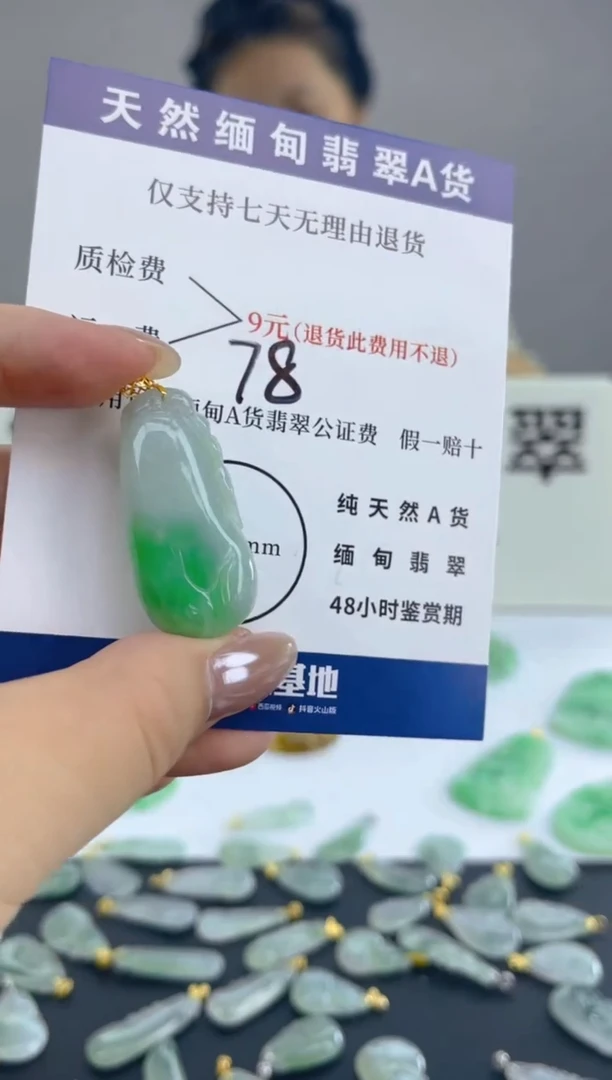 颈饰18K金镶嵌翡翠天然A货翡翠