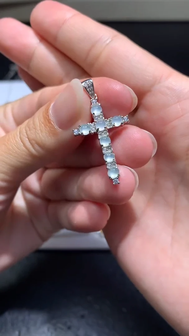 颈饰银S925镶嵌翡翠净货