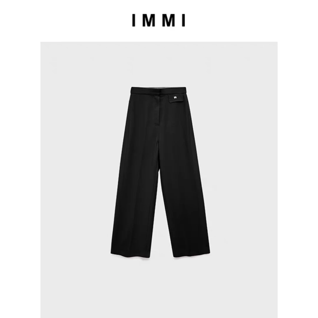 全新未使用  醋酸高腰阔腿长裤 黑色TP023346